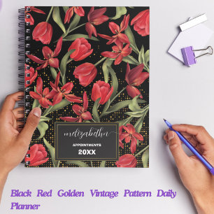 Noir rouge or Vintage Motif planificateur quotidie