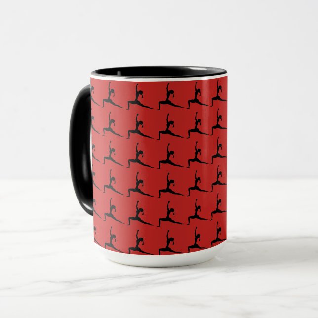 Noir Rouge - Yoga amusant Dessins Combo Café Mug / (Devant gauche)
