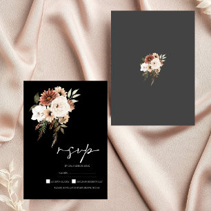 Noir rustique et Pêcher mariage floral RSVP