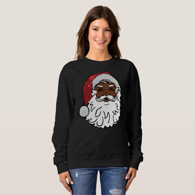 noir santa claus femmes sweatshirt (Devant entier)