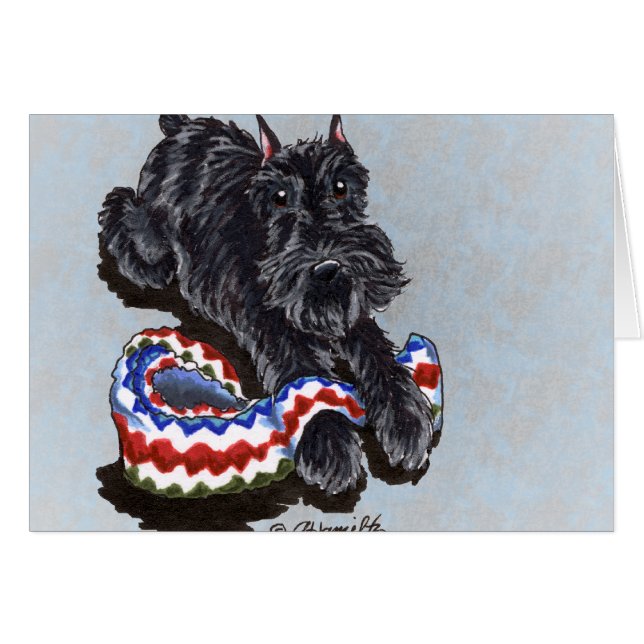 Noir Schnauzer Couverture confortable personnalisé (Devant horizontal)