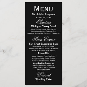 Noir simple/blanc - menu de réception