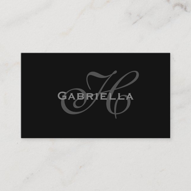 Noir simple : Cartes de visite de monogramme (Devant)