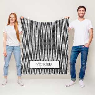 Noir simple Chevron Couverture en polaire personna