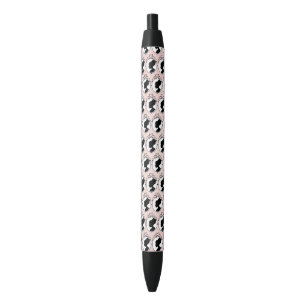 Noir Style victorien 60s cameo rose motif stylo