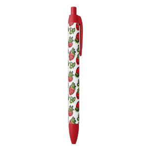 Noir Stylo à bille Fraises - Tutti Frutti