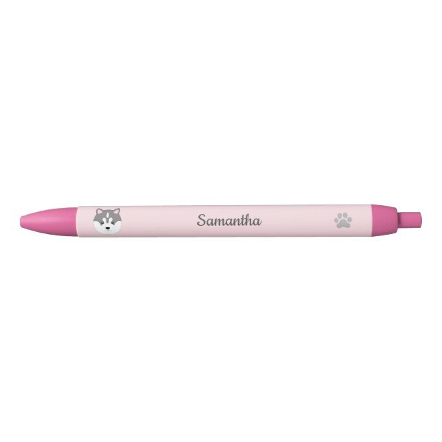 Noir Stylo à chien rose personnalisé (Devant)