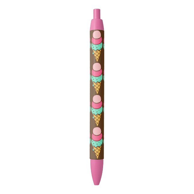 Noir Stylo à écrire mignon cône de glace (devant Vertical)