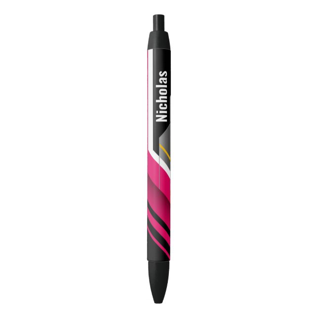 Noir Stylo à encre noire Formes géométriques multicolor (devant Vertical)
