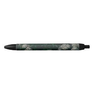 Noir Stylo à encre noire personnalisé avec fleurs pour
