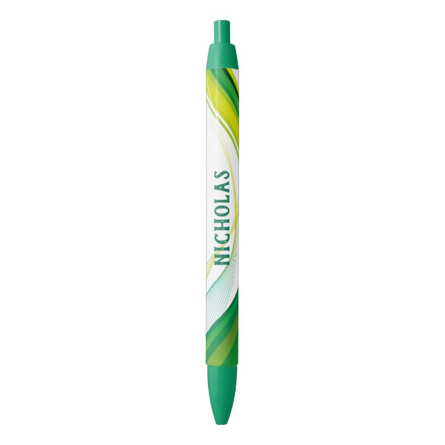 Noir Stylo à encre noire vert et blanc (devant Vertical)