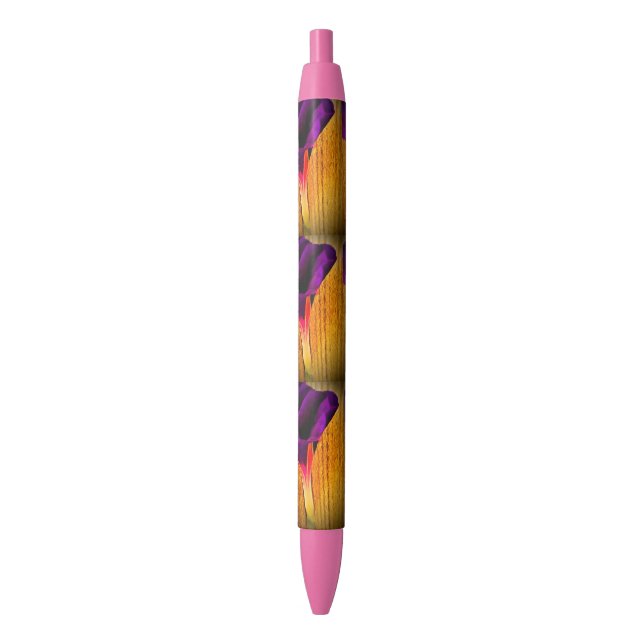 Noir Stylo à fleurs violet et rose (devant Vertical)