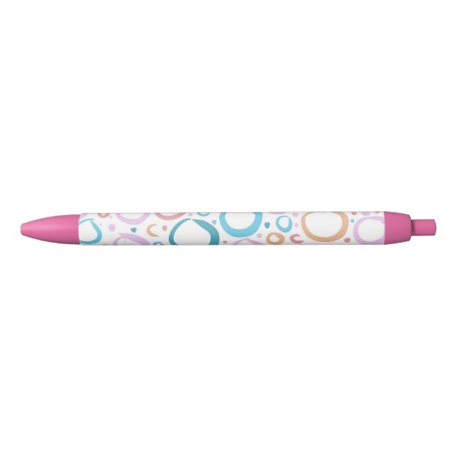 Noir Stylo à motif abstrait de cercles pastel modernes (Devant)