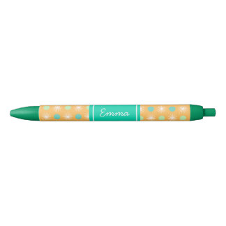 Noir Stylo à motif rétro bohème orange clair