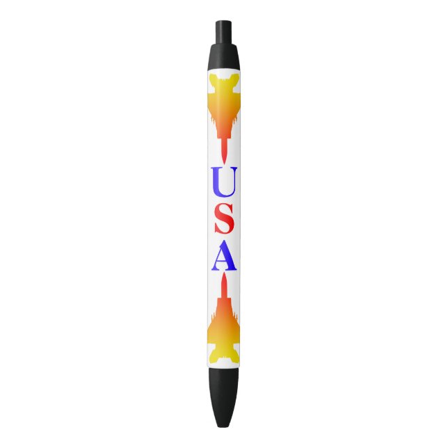 Noir Stylo à réaction d'avion de chasse américain (devant Vertical)