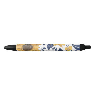 Noir Stylo à tournesol et stylo à fleurs jaunes