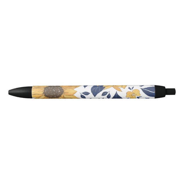 Noir Stylo à tournesol et stylo à fleurs jaunes (Devant)