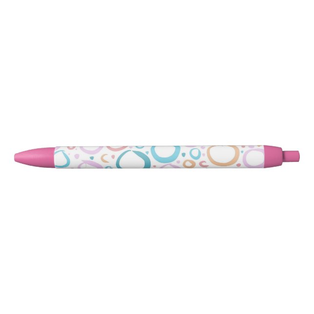 Noir Stylo Abstrait Bulles Cercles Pastel (Devant)