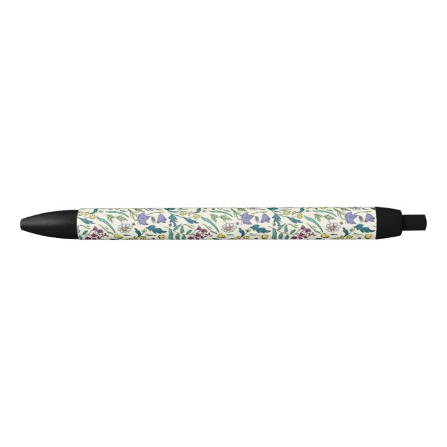 Noir Stylo avec motif fleur sauvage (Devant)