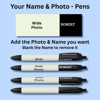 Noir Stylo avec nom personnalisé et votre photo