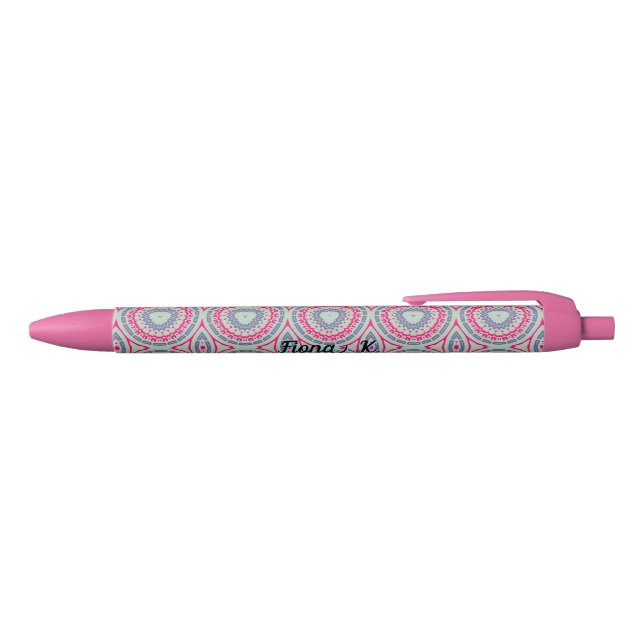 Noir Stylo Bille Personnalisé au Nom Rose (Haut)