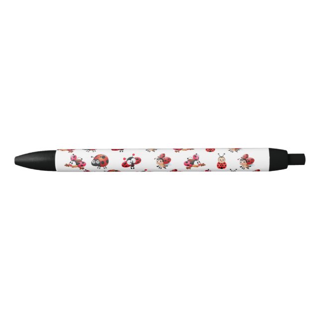Noir Stylo Bille Petites Coccinelles (Devant)