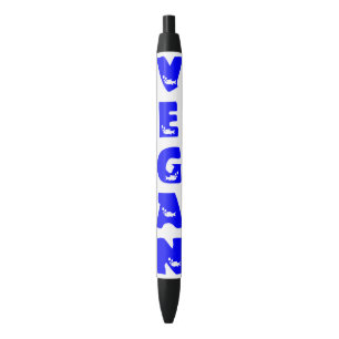 Noir Stylo bleu végétalien de logo de poissons