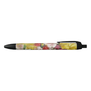 Noir Stylo Bouquet Floral Printemps