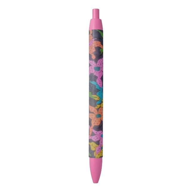 Noir Stylo Bouquet Gras Fleurs (devant Vertical)