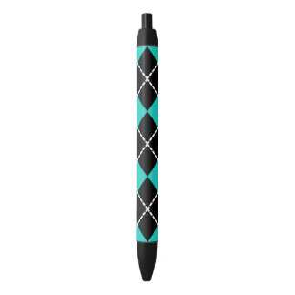 Noir Stylo Cadeau Rétro Cool Argyle Turquoise