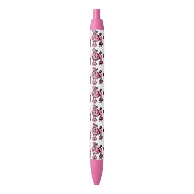 Noir Stylo Cadeau Rétro Rose Mignon Chien Caniche Franç (devant Vertical)