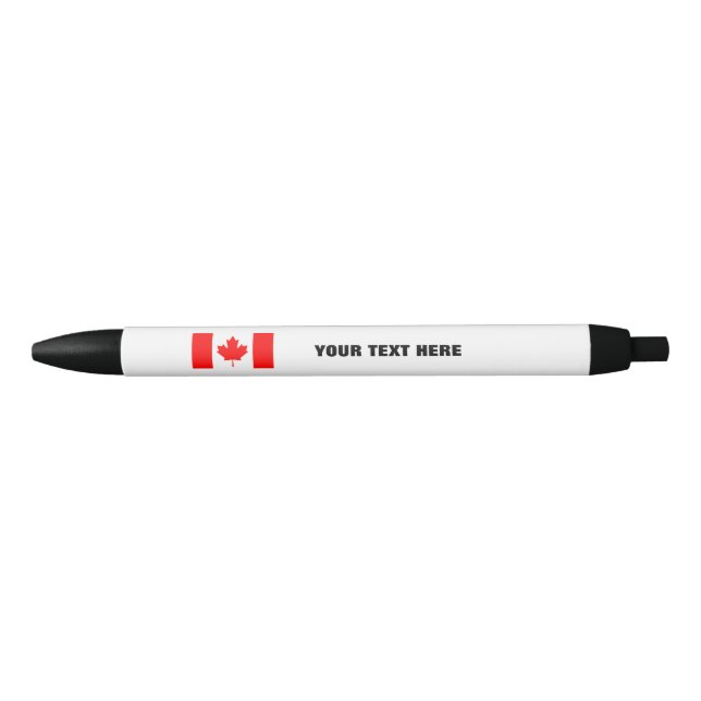 Noir Stylo canadien de drapeau avec le texte (Devant)