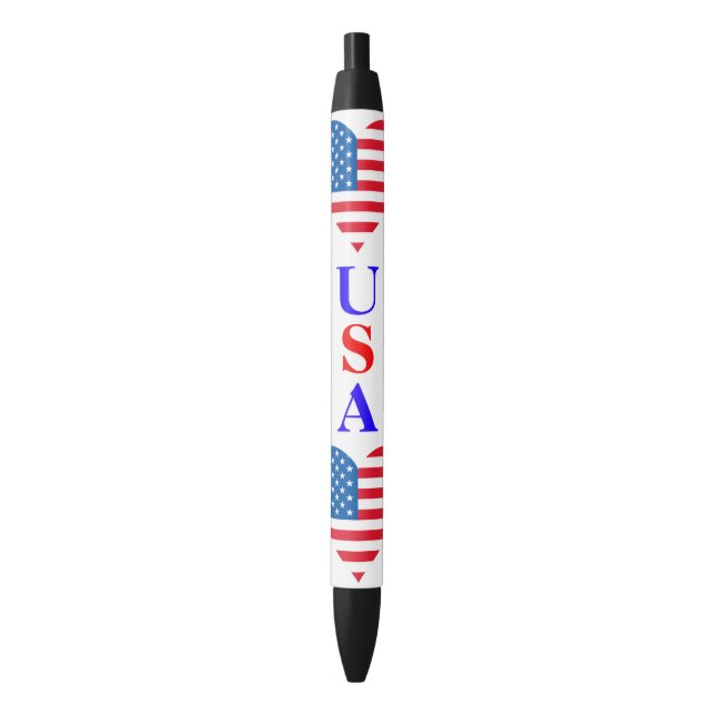 Noir Stylo Coeur Drapeau Usa (devant Vertical)