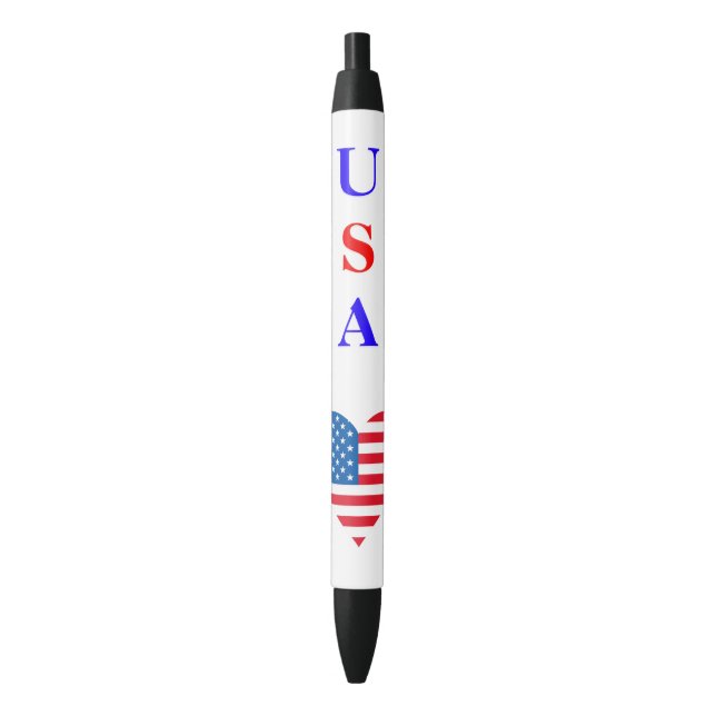 Noir Stylo Coeur Drapeau Usa (devant Vertical)