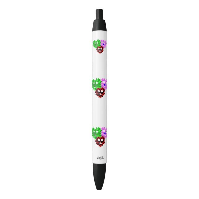 Noir Stylo Coeur Fuzzies (devant Vertical)