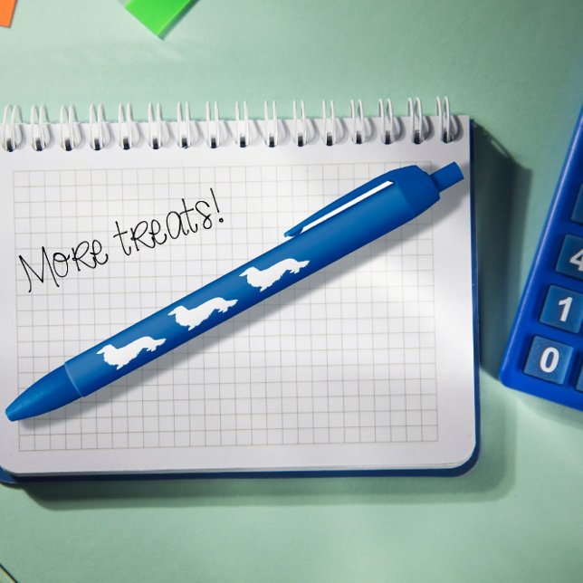 Noir Stylo Dachshund pour cheveux longs pour papas Dach (Long hair dachshund ink pen in blue)
