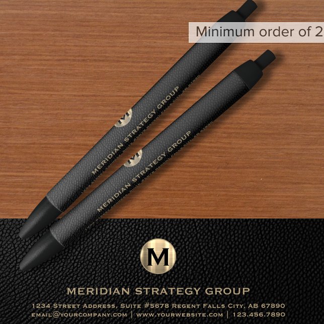 Noir Stylo d'affaires monogramme (Créateur téléchargé)