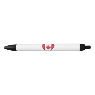 Noir Stylo de coeur de drapeau du Canada