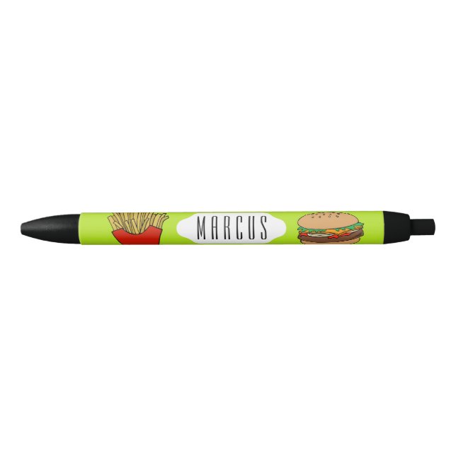 Noir Stylo de coutume d'hamburger et de pommes frites (Devant)