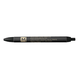Noir Stylo de droit monogramme or