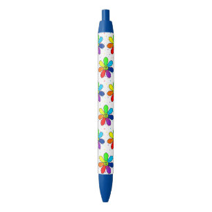 Noir Stylo de fleur d'arc-en-ciel