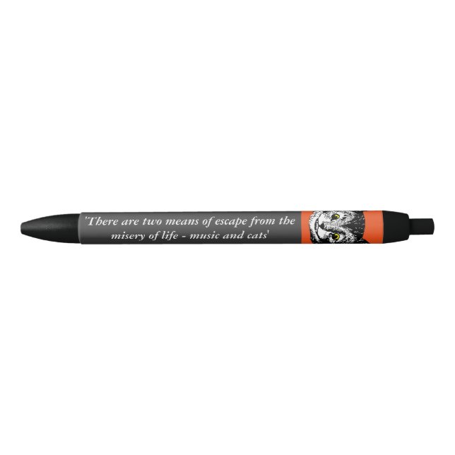 Noir Stylo de musique et de citation d'art de chat de (Devant)