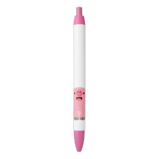 Noir Stylo de porc mignon de bande dessinée d'Oinking