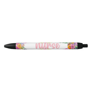 Noir Stylo de soins infirmiers floraux