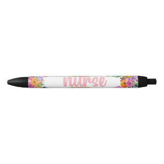 Noir Stylo de soins infirmiers floraux