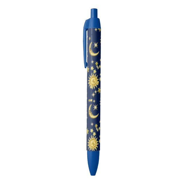 Noir Stylo de Sun, de lune et d'étoiles (Haut (Vertical))