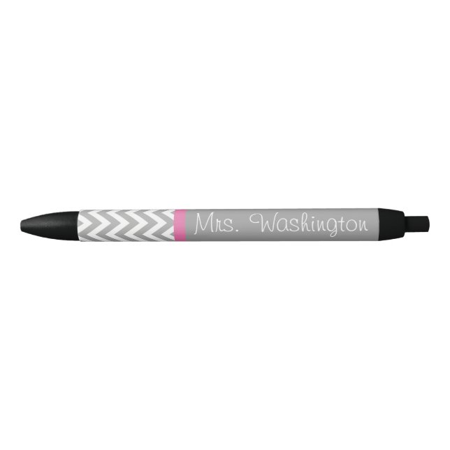 Noir Stylo d'écriture de l'enseignant rose et gris (Devant)