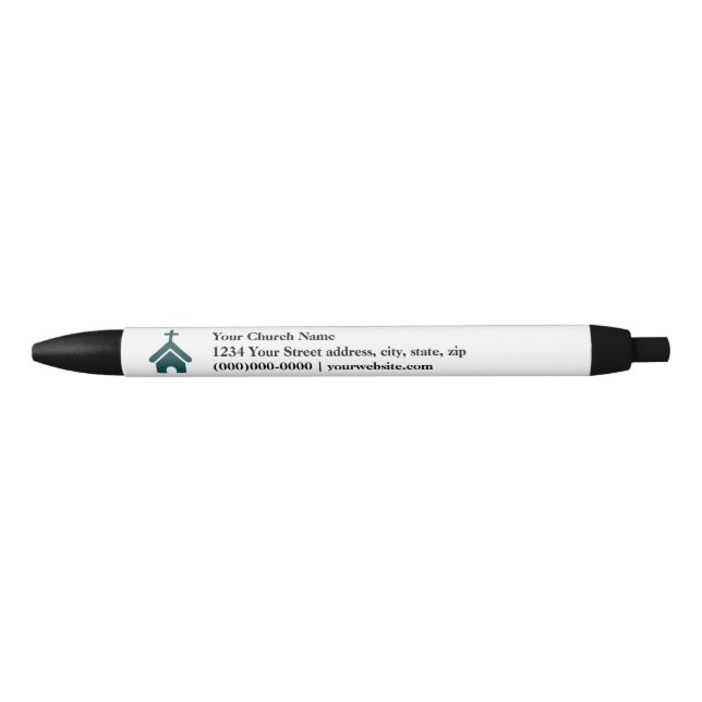 Noir Stylo d'église avec logo (Devant)