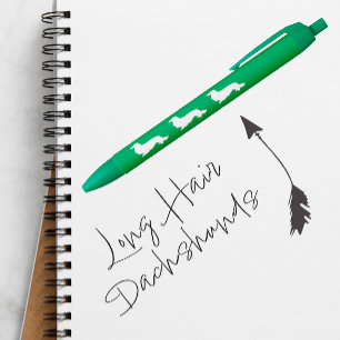 Noir Stylo d'encre Dachshund long cheveux vert