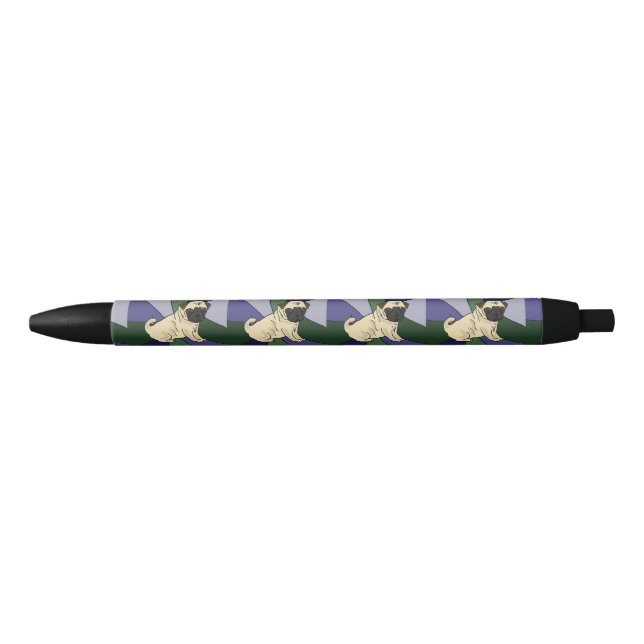 Noir Stylo d'encre d'art de chiot de carlin d'amusement (Devant)